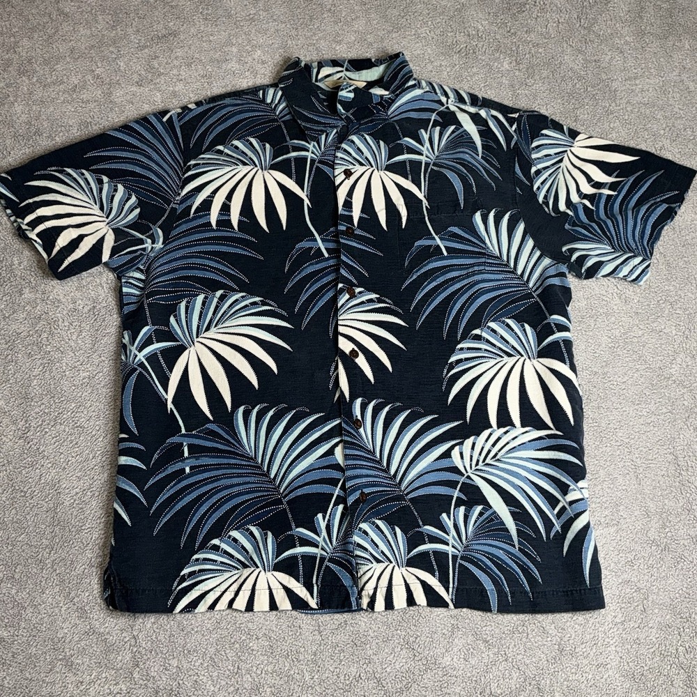Mens Paradise Collection 100% silk Floral Button Up Hawaiian‎ Shirt Sz L